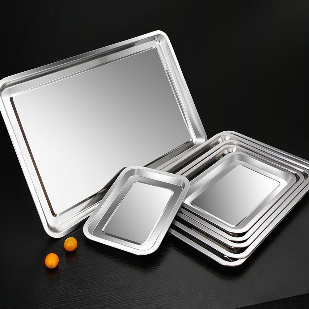 Kitchen Baking Dishes - 1PCS Stainless Steel Food Trays Rectangle