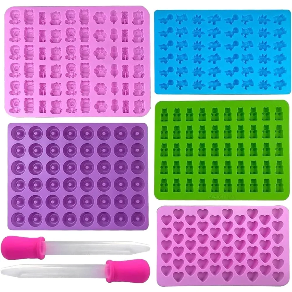 Kitchen Baking Items - 5Pcs Candy Silicone Moulds with 2