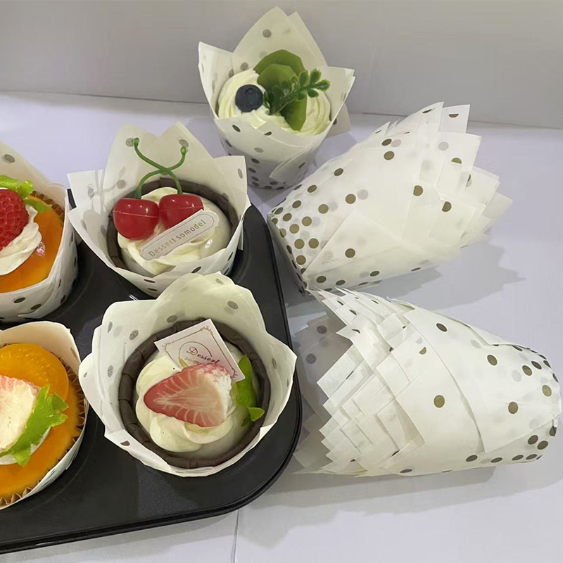 Kitchen Paper For Baking - 50Pcs/100Pcs Gold Dot Tulip Cake Cups,