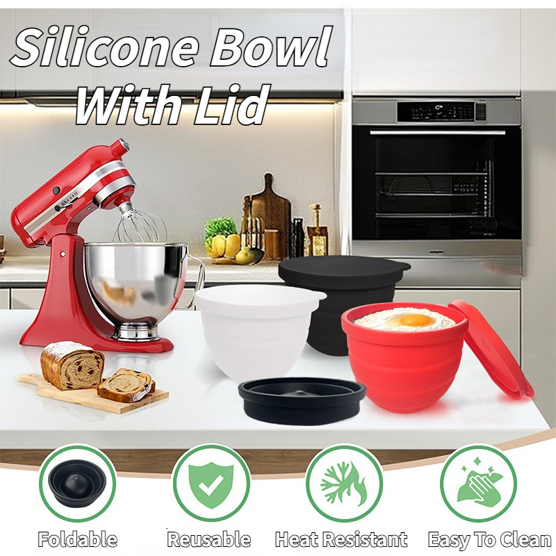 Foldable Silicone Bowl With Li - Kitchen Aid Baking Lid ulasan dan harga