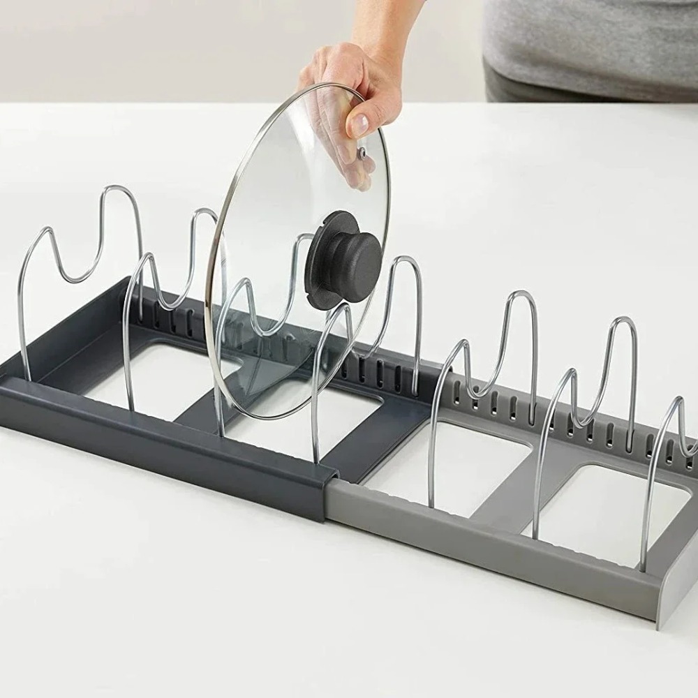 7-grid Telescopic Pot Rack,Pan - Kitchen Baking Pan Organizer ulasan dan harga