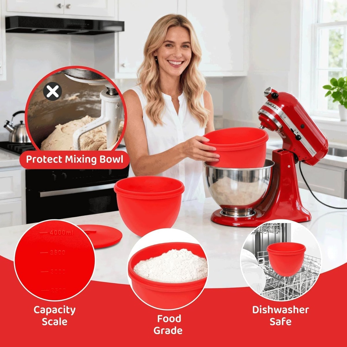 Silicone Mixer Bowl Liner with - Kitchen Aid Baking Lid ulasan dan harga