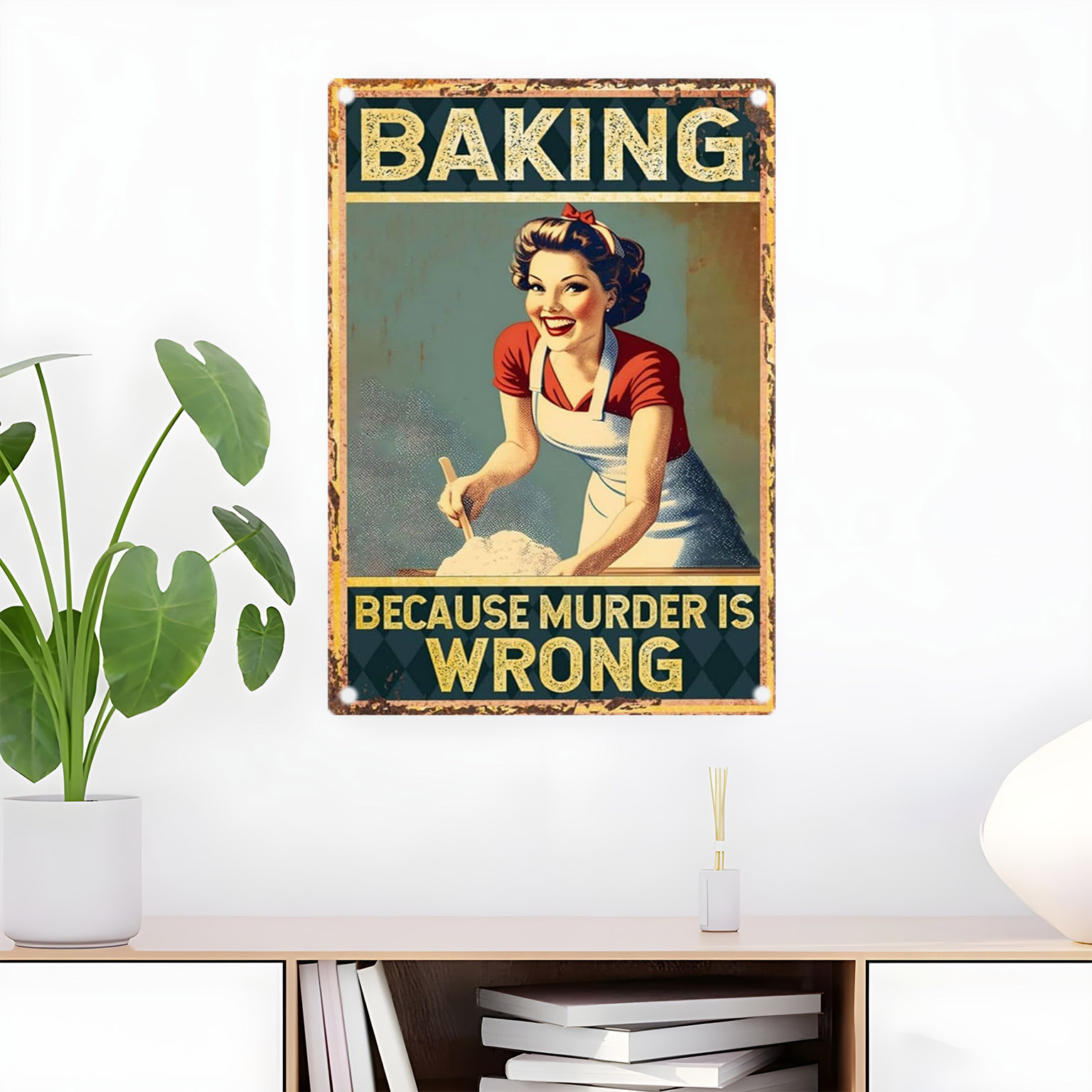 Vintage Funny Baking Quote Met - Kitchen Baking Wall Art ulasan dan harga