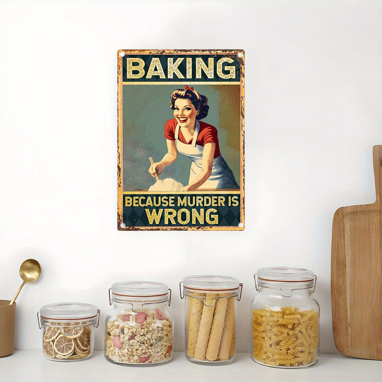 Vintage Funny Baking Quote Met - Kitchen Baking Wall Art ulasan dan harga