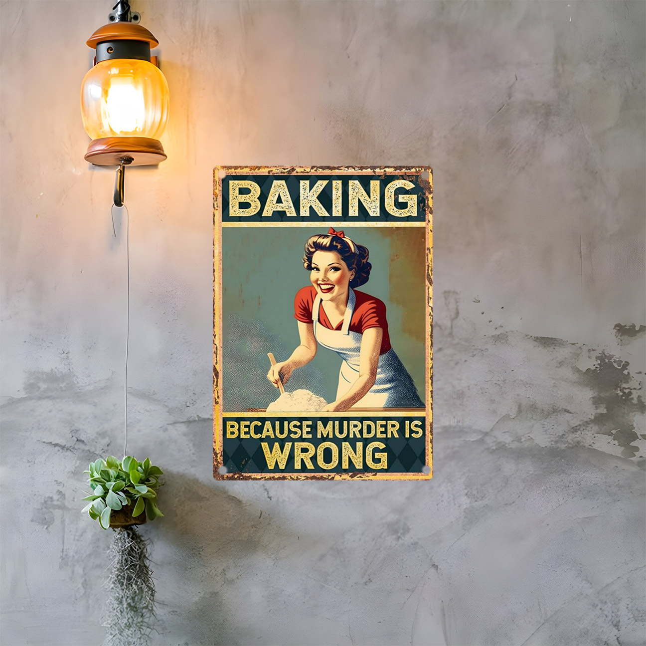 Vintage Funny Baking Quote Met - Kitchen Baking Wall Art ulasan dan harga