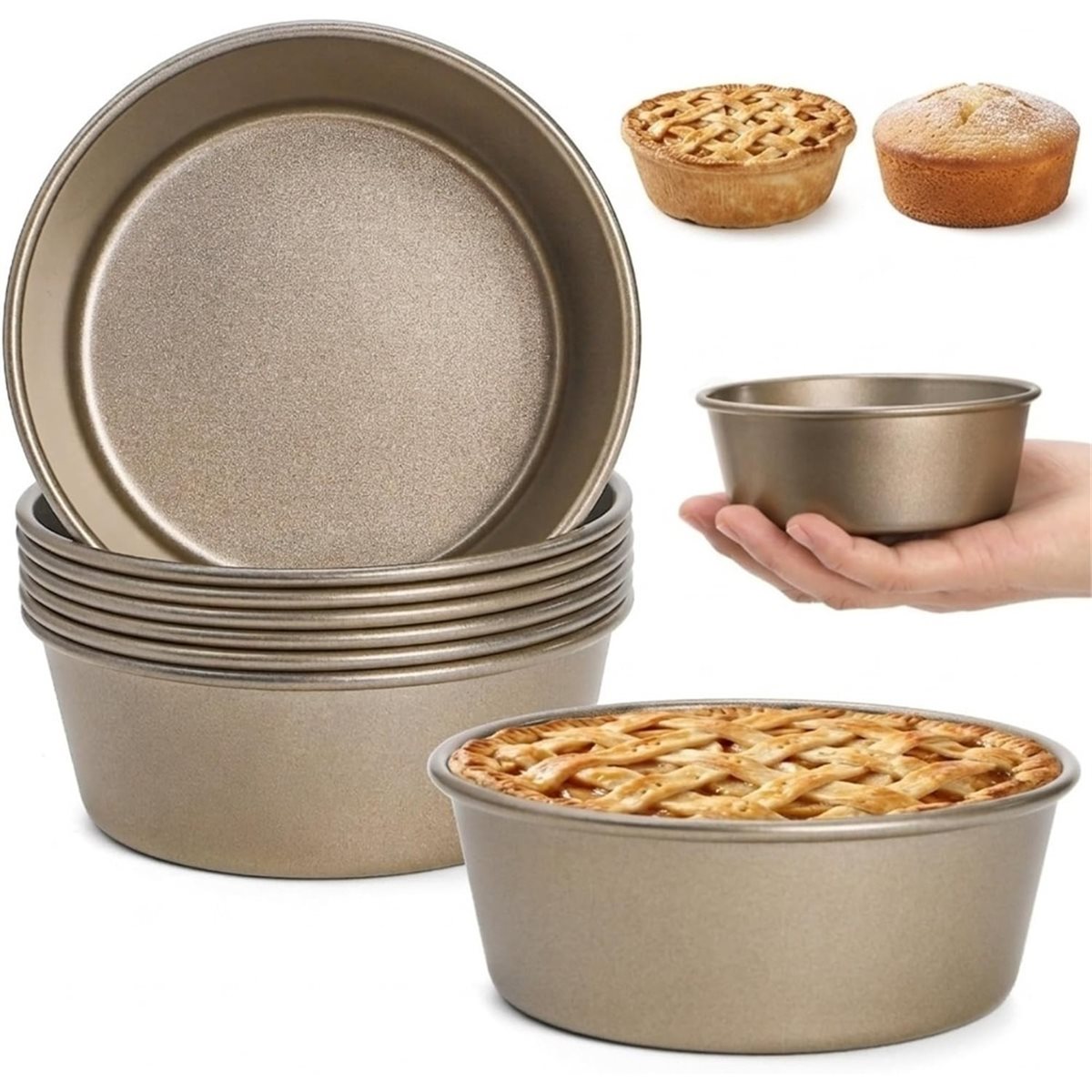 8 Pack Mini Pie Pans, 4 Inch R - Muffin Tin Nonstick ulasan dan harga