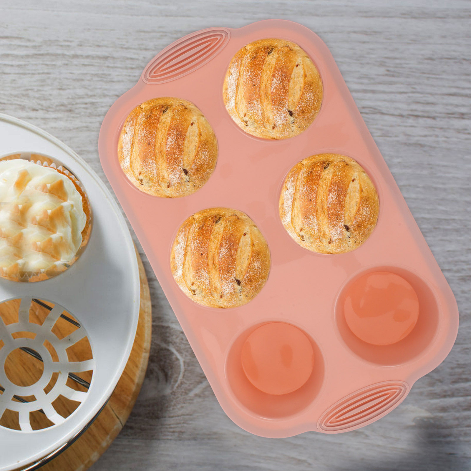6 Cup Silicone Cake Mold Nonst - Muffin Tin Nonstick ulasan dan harga