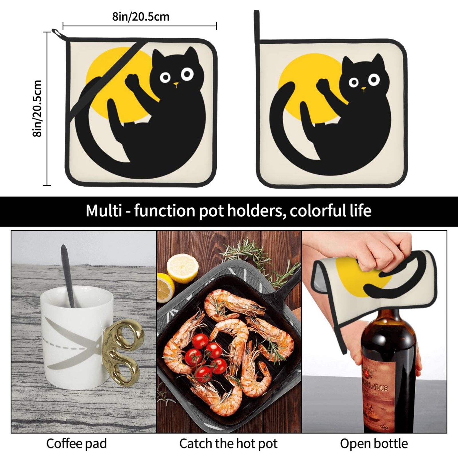 Cute Black Cat Pot Holders Set - Kitchen Baking Dishes ulasan dan harga