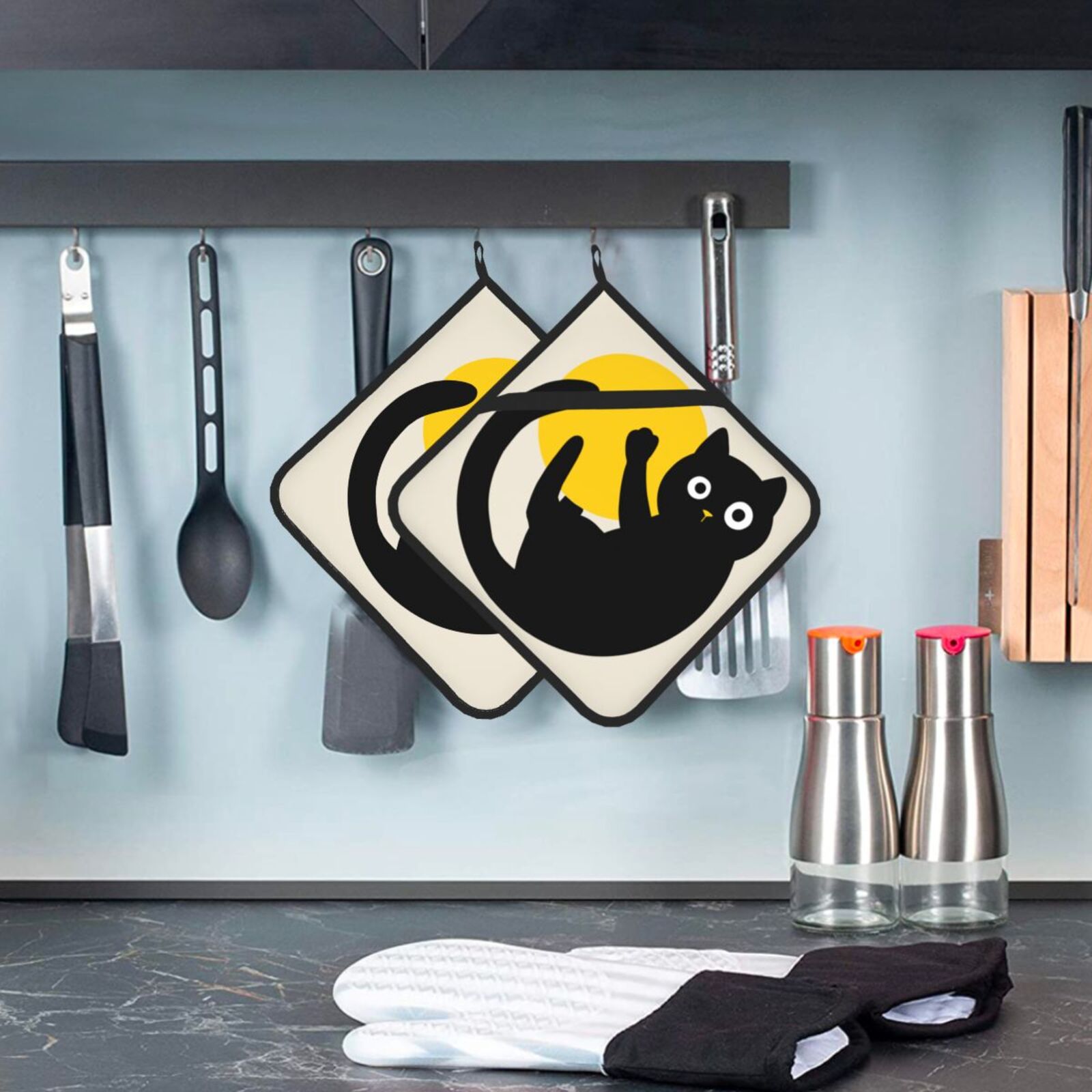 Cute Black Cat Pot Holders Set - Kitchen Baking Dishes ulasan dan harga