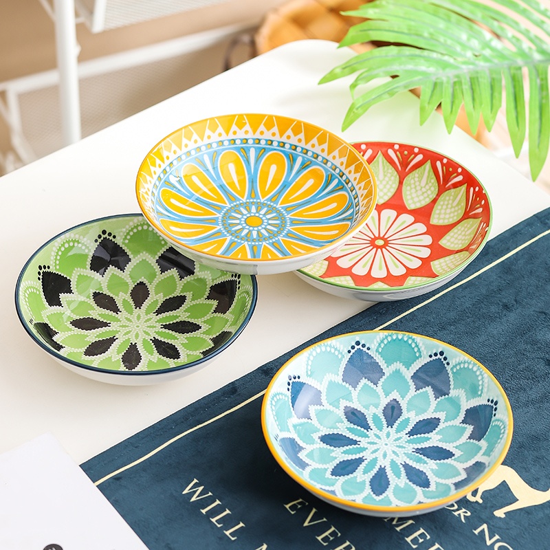 4pc Bohemian Ceramic Plate - S - Kitchen Baking Dishes ulasan dan harga