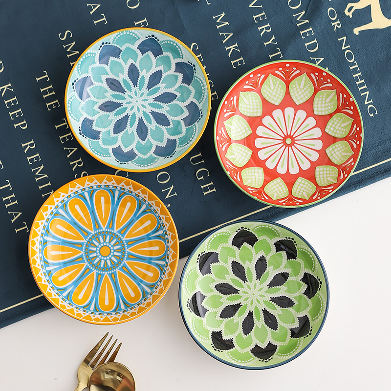 4pc Bohemian Ceramic Plate - S - Kitchen Baking Dishes ulasan dan harga