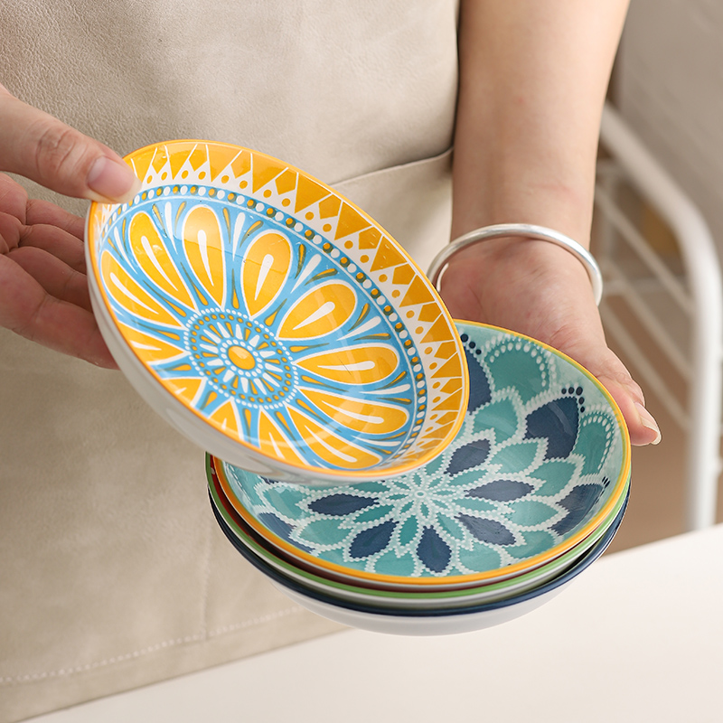 4pc Bohemian Ceramic Plate - S - Kitchen Baking Dishes ulasan dan harga